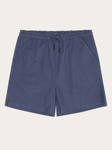 KnowledgeCotton Apparel - WMN Boardwalk slub shorts with elastic waist - GOTS/Vegan Shorts 1226 Vintage Indigo