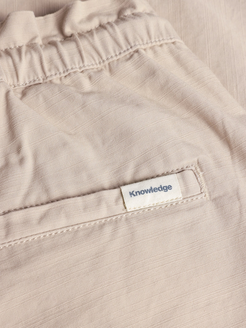 KnowledgeCotton Apparel - WMN Boardwalk slub shorts with elastic waist - GOTS/Vegan Shorts 1228 Light feather gray