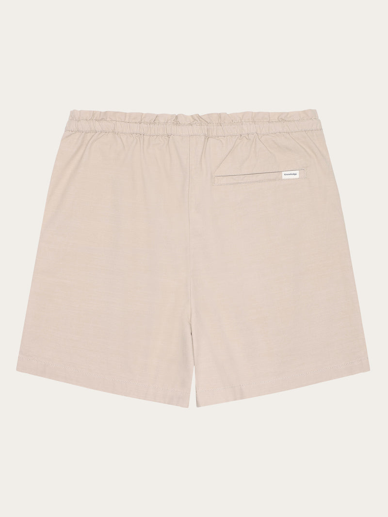 KnowledgeCotton Apparel - WMN Boardwalk slub shorts with elastic waist - GOTS/Vegan Shorts 1228 Light feather gray