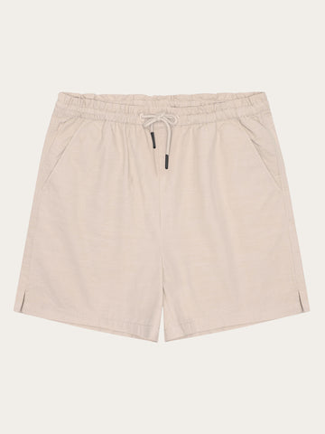 KnowledgeCotton Apparel - WMN Boardwalk slub shorts with elastic waist - GOTS/Vegan Shorts 1228 Light feather gray