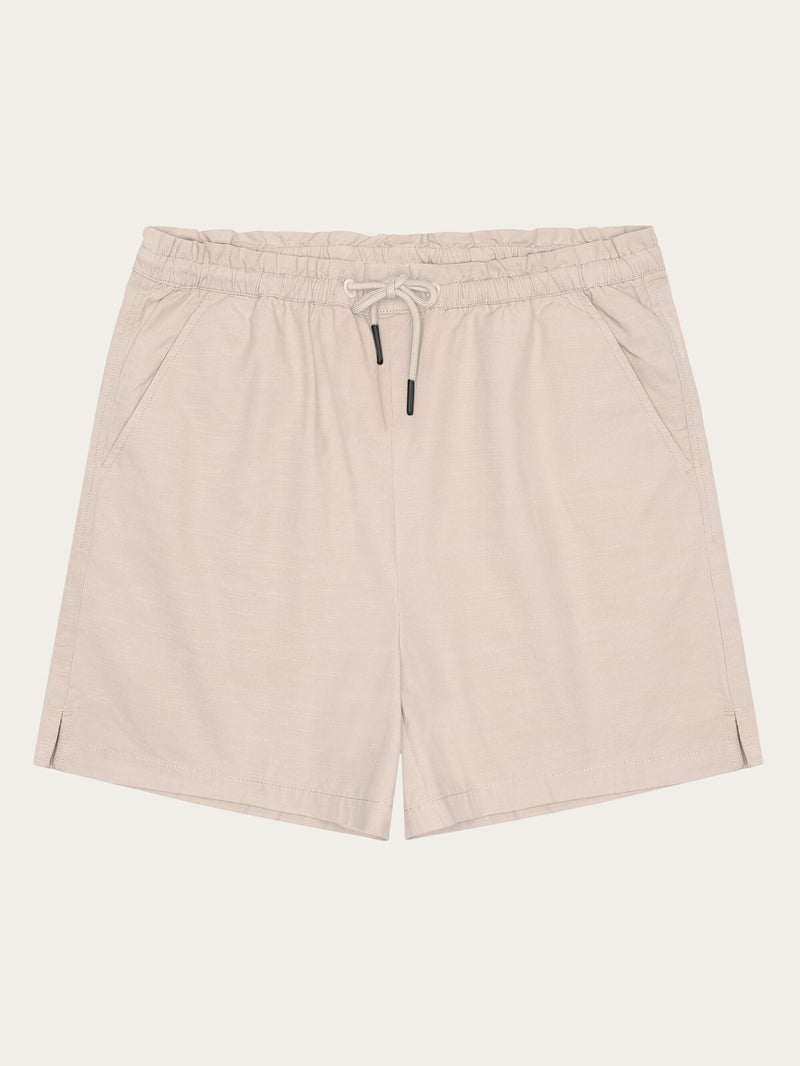 KnowledgeCotton Apparel - WMN Boardwalk slub shorts with elastic waist - GOTS/Vegan Shorts 1228 Light feather gray