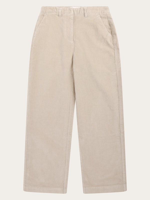 KnowledgeCotton Apparel - WMN Bora wide corduroy pant Pants 1228 Light feather gray