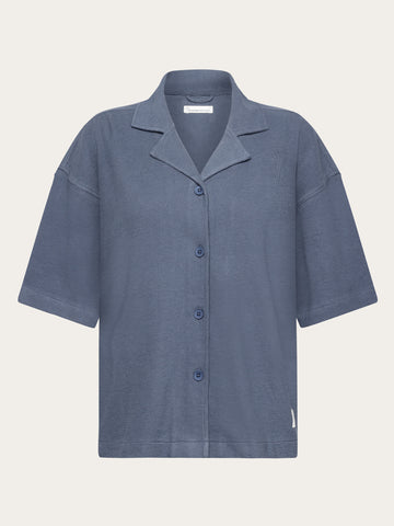 KnowledgeCotton Apparel - WMN Bouclé short sleeved shirt - GOTS/Vegan Shirts 1226 Vintage Indigo