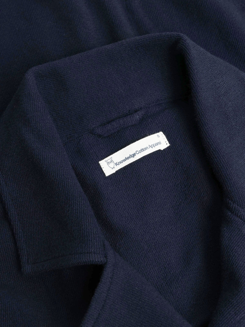 KnowledgeCotton Apparel - WMN Bouclé short sleeved shirt - GOTS/Vegan Shirts 1412 Night Sky