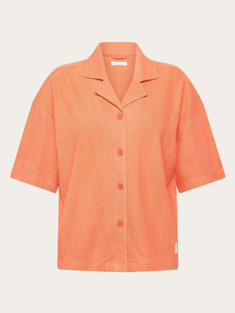 KnowledgeCotton Apparel - WMN Bouclé short sleeved shirt - GOTS/Vegan Shirts 1481 Langoustino