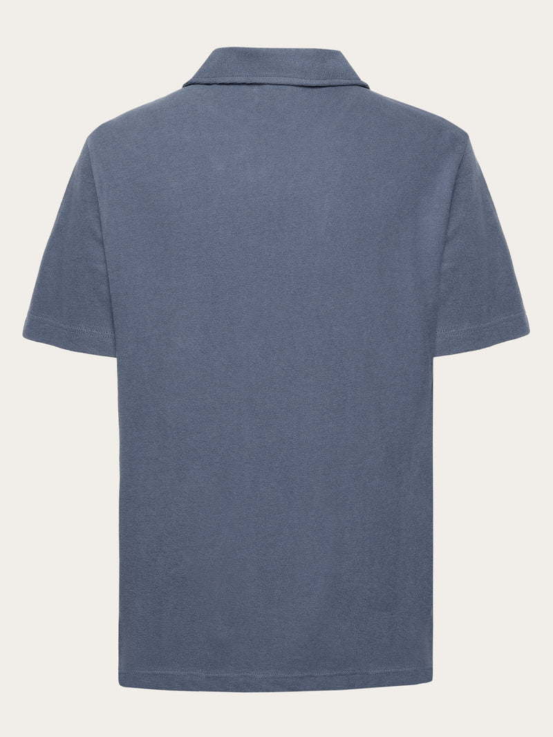 KnowledgeCotton Apparel - MEN Box fit short sleeve bouclé shirt - GOTS/Vegan Shirts 1226 Vintage Indigo