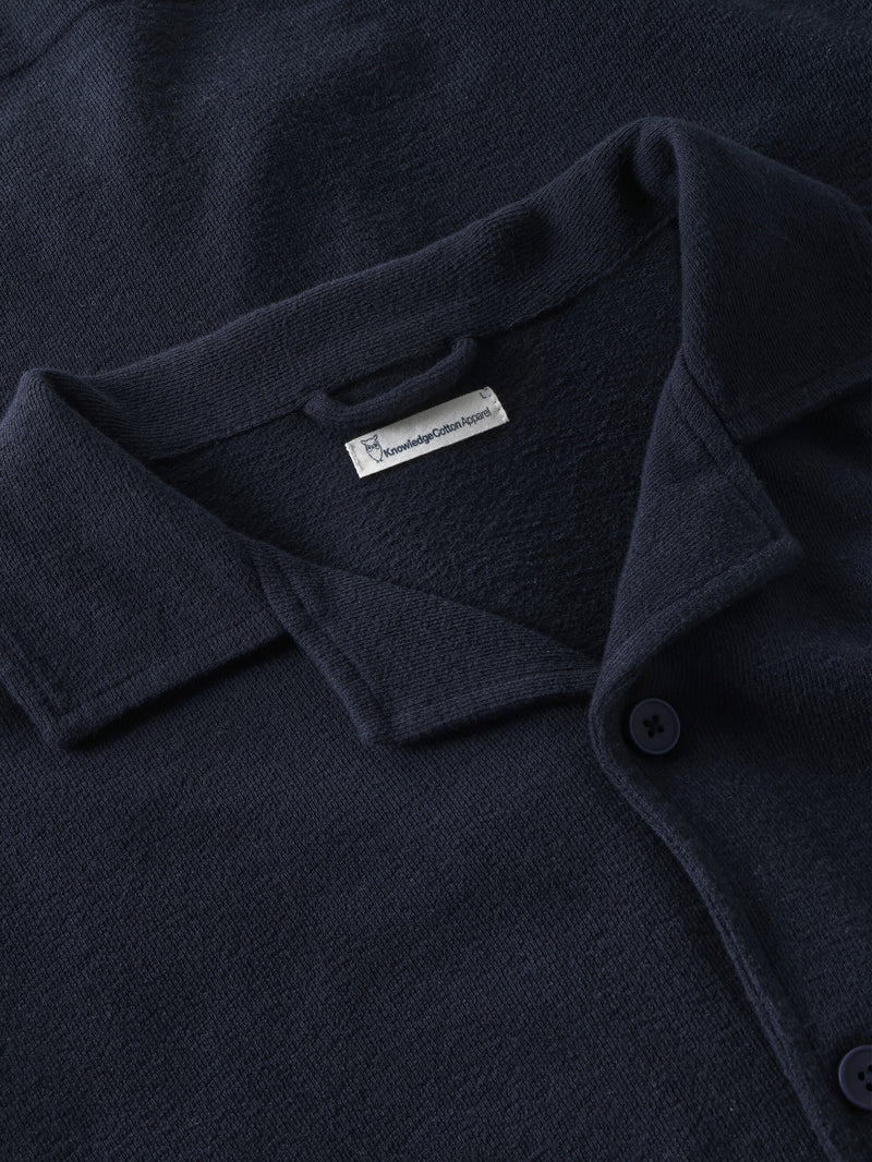KnowledgeCotton Apparel - MEN Box fit short sleeve bouclé shirt - GOTS/Vegan Shirts 1412 Night Sky