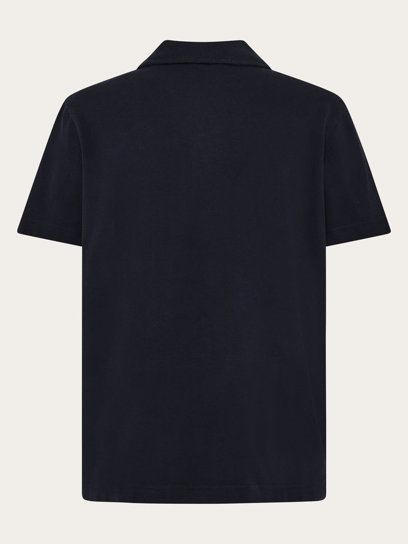 KnowledgeCotton Apparel - MEN Box fit short sleeve bouclé shirt - GOTS/Vegan Shirts 1412 Night Sky