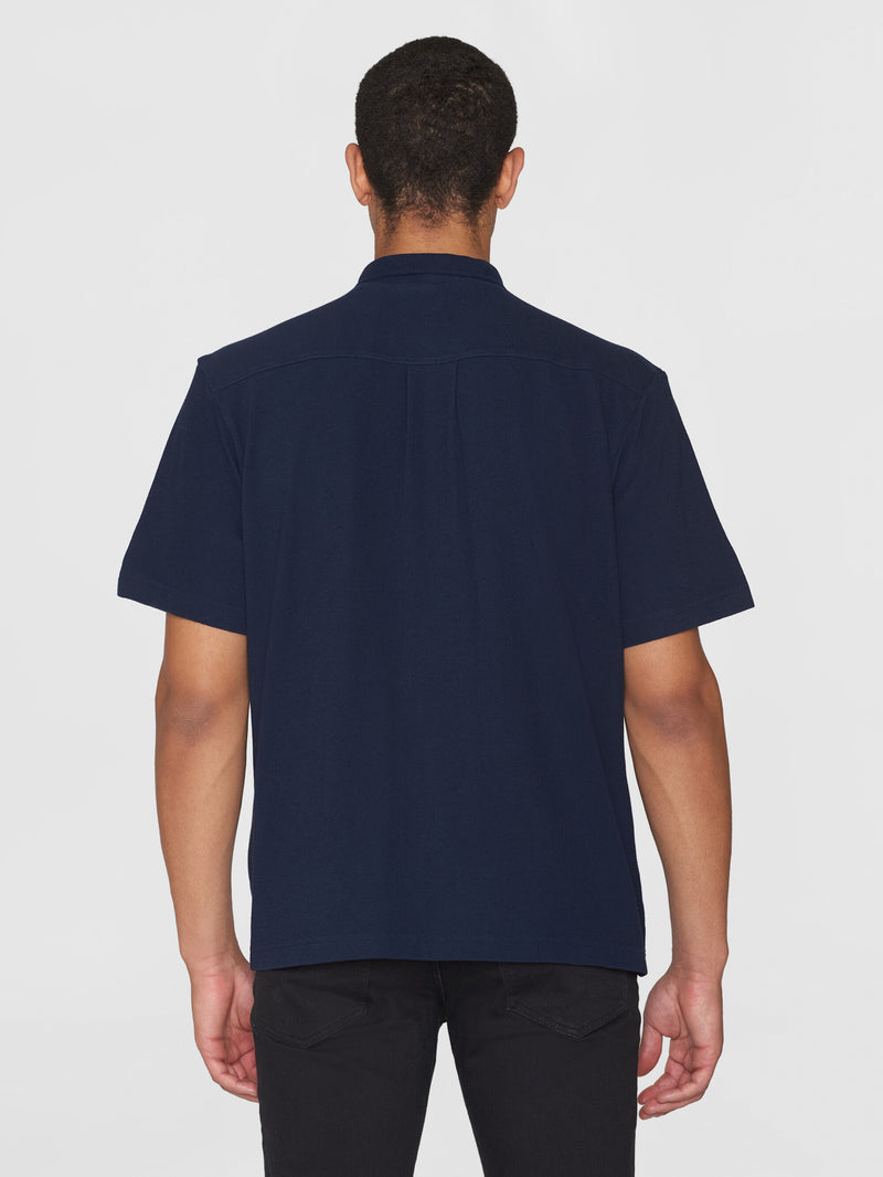 KnowledgeCotton Apparel - MEN Box fit short sleeve cotton jersey shirt GOTS/Vegan Shirts 1412 Night Sky