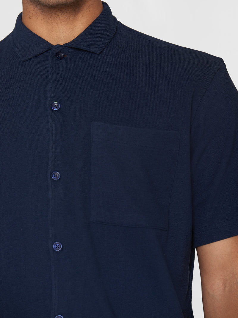 KnowledgeCotton Apparel - MEN Box fit short sleeve cotton jersey shirt GOTS/Vegan Shirts 1412 Night Sky