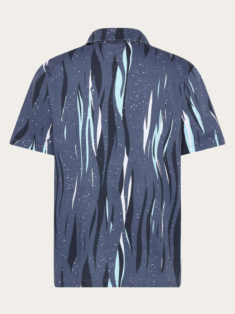 KnowledgeCotton Apparel - MEN Box short sleeve Northern Lights shirt - GOTS/Vegan Shirts 9921 Blue