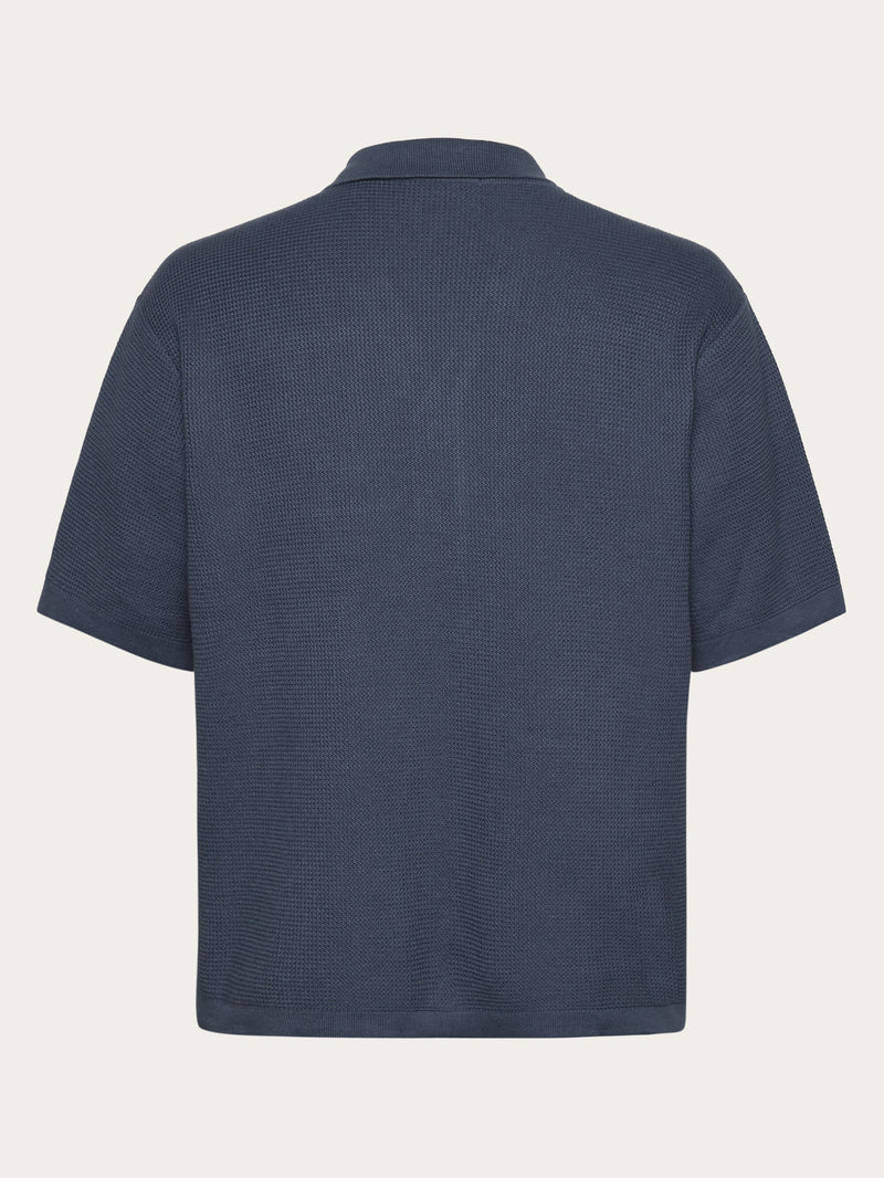 KnowledgeCotton Apparel - MEN Boxy short sleeve structured knitted shirt - Regenerative Organic Certified™ - GOTS/Vegan Knits 1226 Vintage Indigo