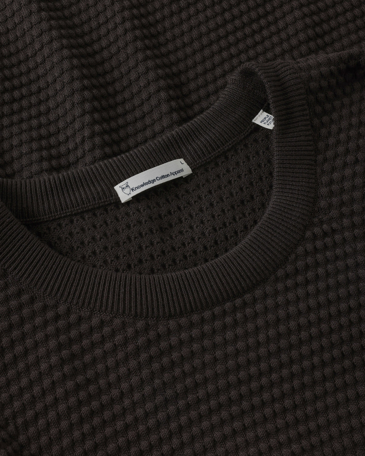 KnowledgeCotton Apparel - MEN Bubble knit crew neck Knits 1487 Chocolate Torte