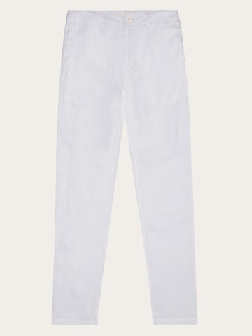 KnowledgeCotton Apparel - WMN CALLA tapered mid-rise linen pants - GOTS/Vegan Pants 1010 Bright White