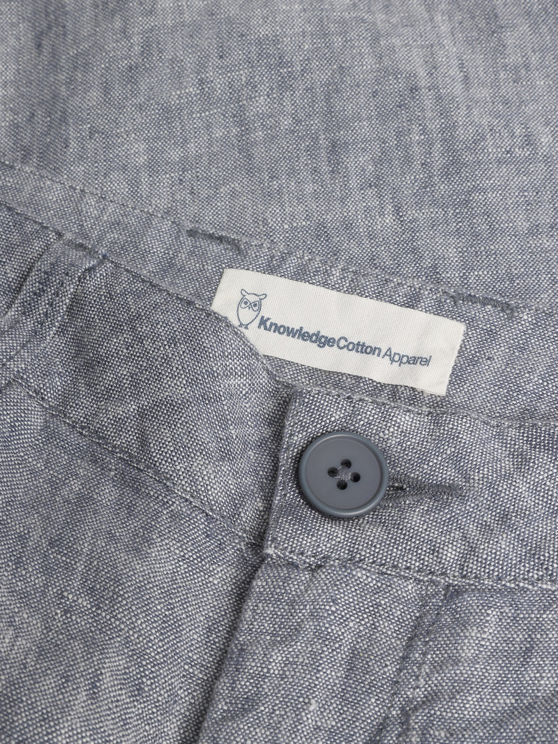 KnowledgeCotton Apparel - WMN CALLA tapered mid-rise linen pants - GOTS/Vegan Pants 1226 Vintage Indigo