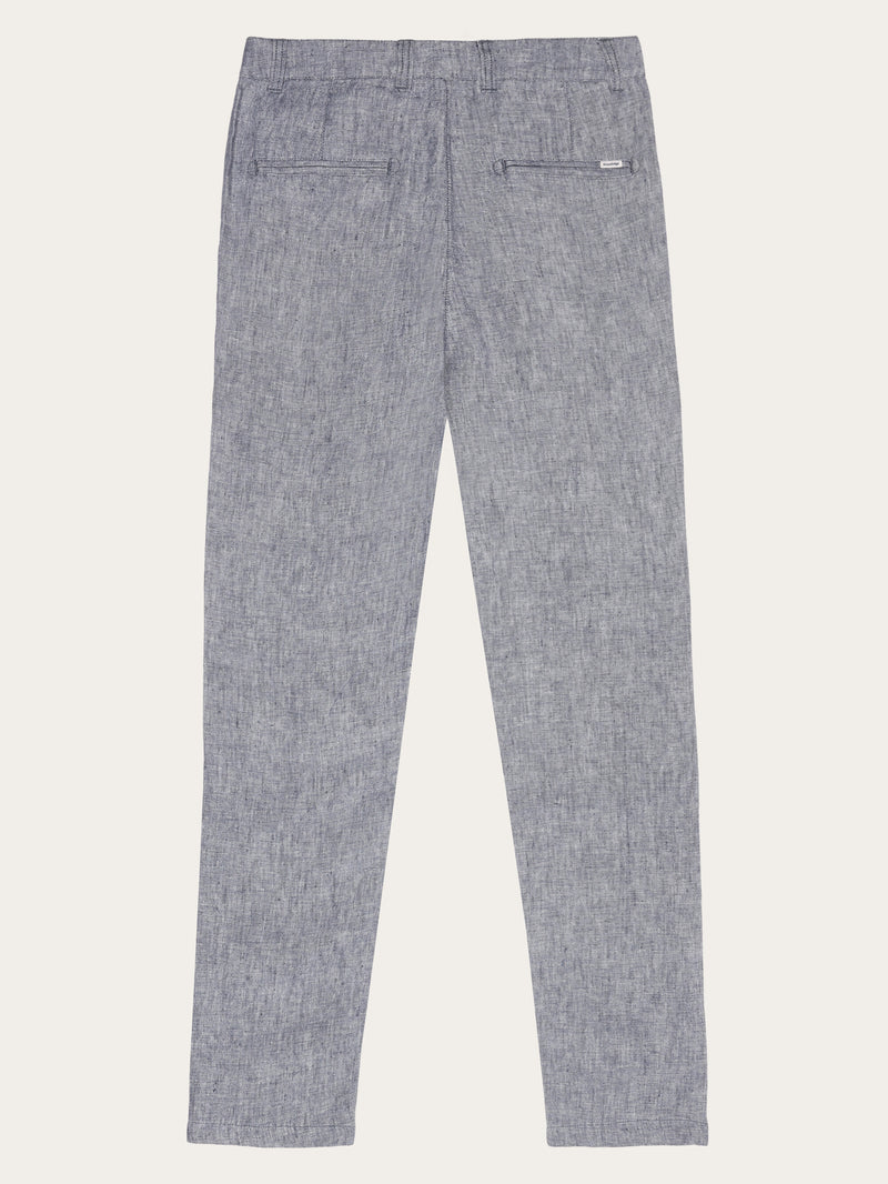 KnowledgeCotton Apparel - WMN CALLA tapered mid-rise linen pants - GOTS/Vegan Pants 1226 Vintage Indigo