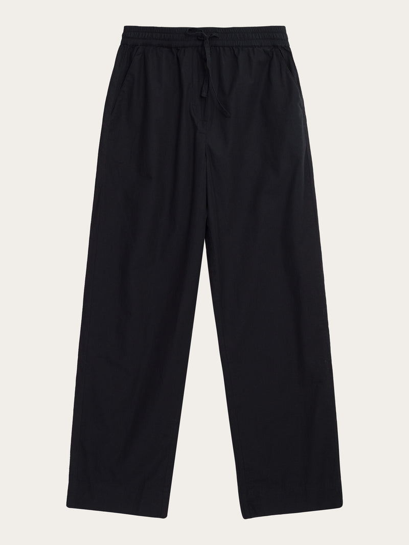 KnowledgeCotton Apparel - WMN CHLOE barrel high-rise poplin elastic waistband pants Pants 1300 Black Jet