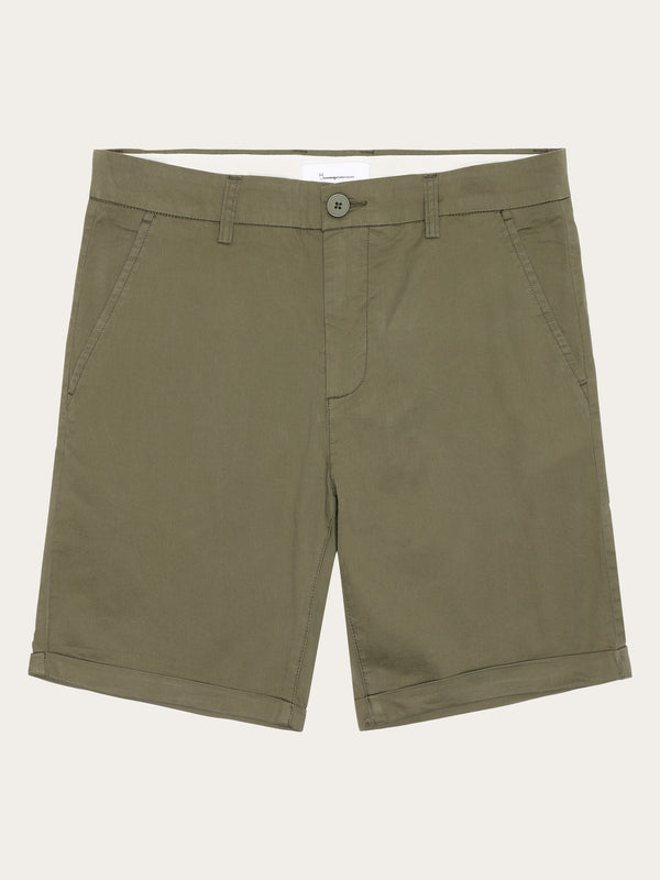 KnowledgeCotton Apparel - MEN CHUCK regular chino poplin shorts Shorts 1068 Burned Olive