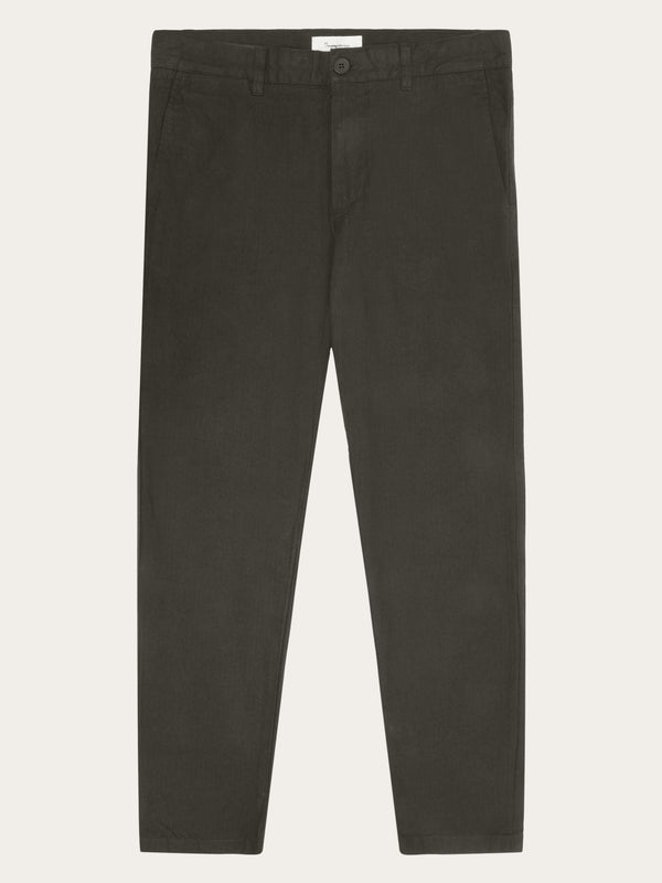 KnowledgeCotton Apparel - MEN CHUCK regular flannel herringbone chinos - GOTS/Vegan Pants 1243 Demitasse (brown)