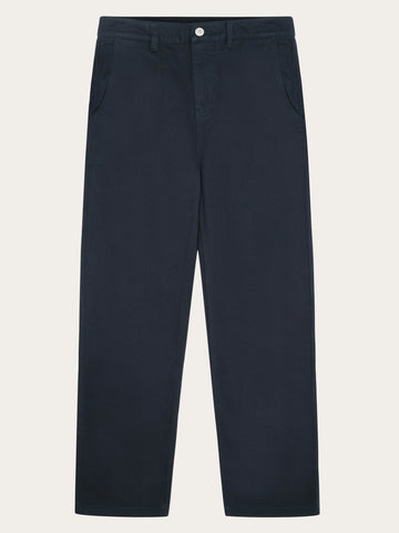 KnowledgeCotton Apparel - MEN CHUCK regular flannel herringbone chinos - GOTS/Vegan Pants 1412 Night Sky