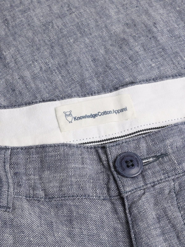 KnowledgeCotton Apparel - MEN CHUCK regular linen pants - GOTS/Vegan Pants 1226 Vintage Indigo
