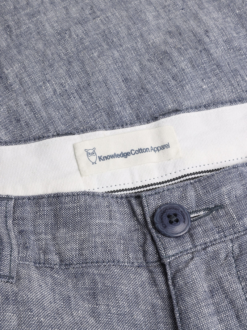 KnowledgeCotton Apparel - MEN CHUCK regular linen pants - GOTS/Vegan Pants 1226 Vintage Indigo