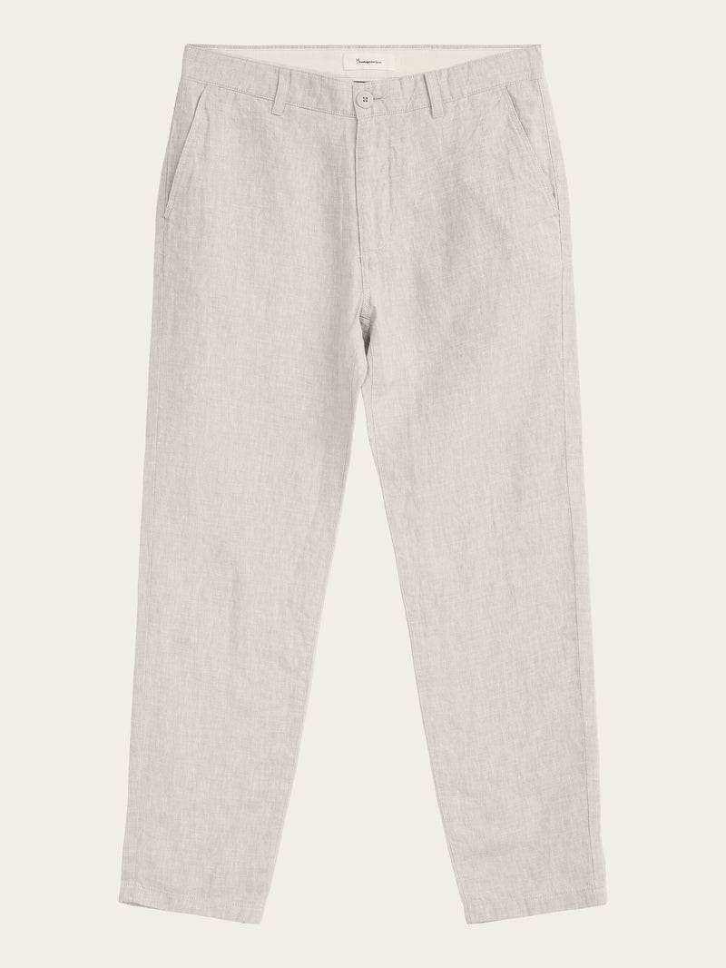 KnowledgeCotton Apparel - MEN CHUCK regular linen pants - GOTS/Vegan Pants 1228 Light feather gray