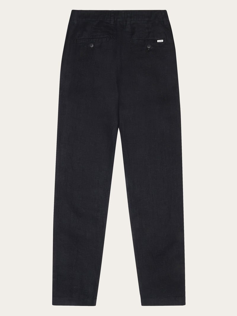 KnowledgeCotton Apparel - MEN CHUCK regular linen pants - GOTS/Vegan Pants 1300 Black Jet