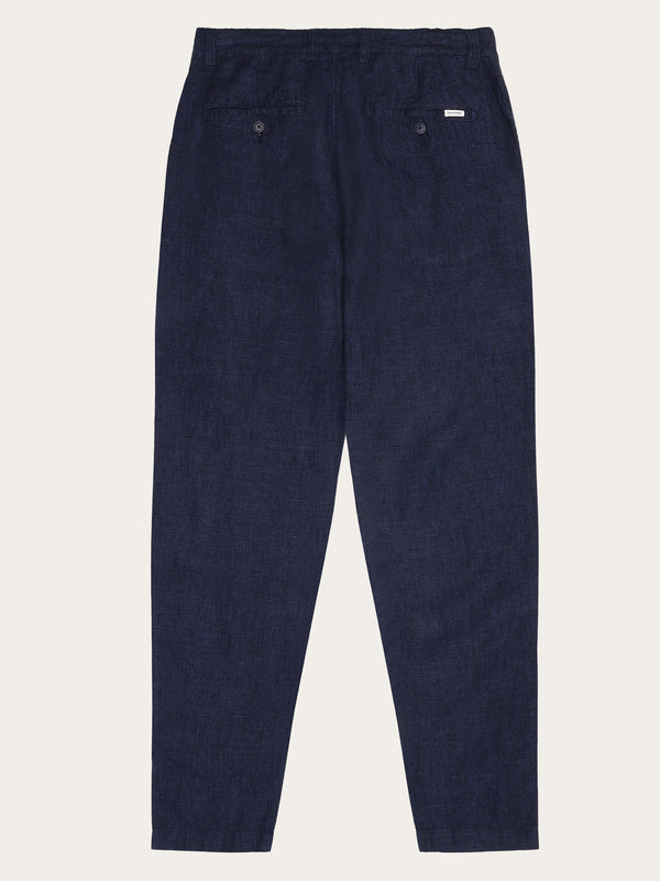 KnowledgeCotton Apparel - MEN CHUCK regular linen pants - GOTS/Vegan Pants 1450 Yarndyed - Total Eclipse