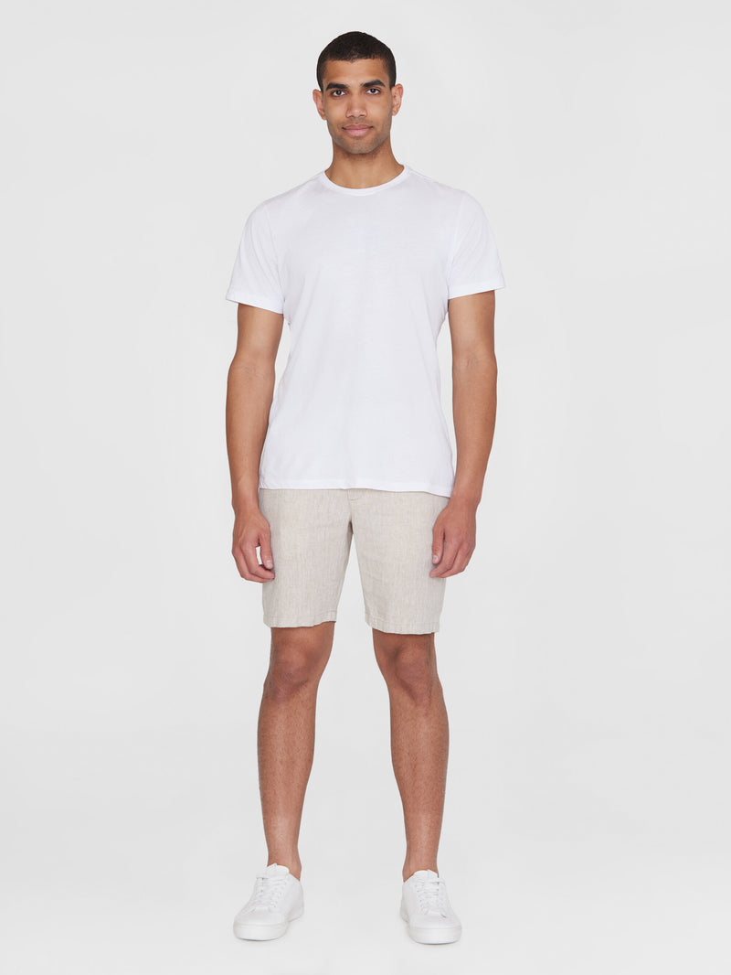 KnowledgeCotton Apparel - MEN CHUCK regular linen shorts - GOTS/Vegan Shorts 1228 Light feather gray