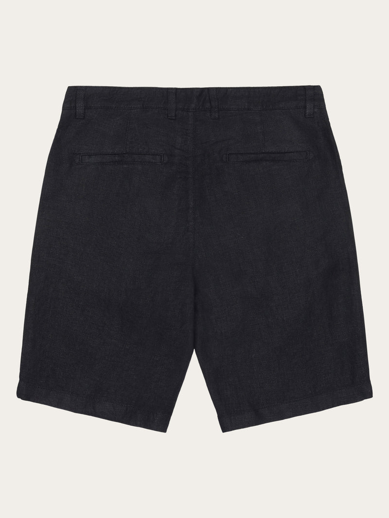 KnowledgeCotton Apparel - MEN CHUCK regular linen shorts - GOTS/Vegan Shorts 1300 Black Jet