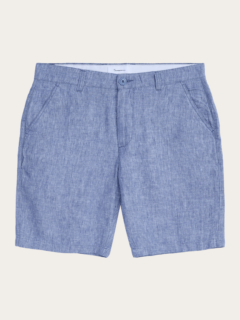 KnowledgeCotton Apparel - MEN CHUCK regular linen shorts - GOTS/Vegan Shorts 1432 Moonlight Blue