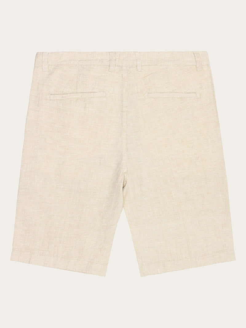 KnowledgeCotton Apparel - MEN CHUCK regular linen shorts - GOTS/Vegan Shorts 1449 Yarndyed - Light feather gray