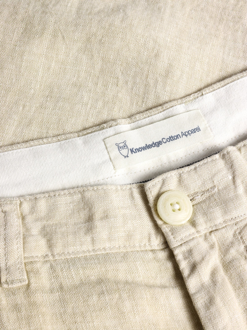 KnowledgeCotton Apparel - MEN CHUCK regular linen shorts - GOTS/Vegan Shorts 1449 Yarndyed - Light feather gray