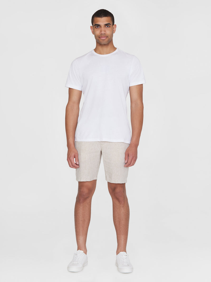 KnowledgeCotton Apparel - MEN CHUCK regular linen shorts - GOTS/Vegan Shorts 1449 Yarndyed - Light feather gray
