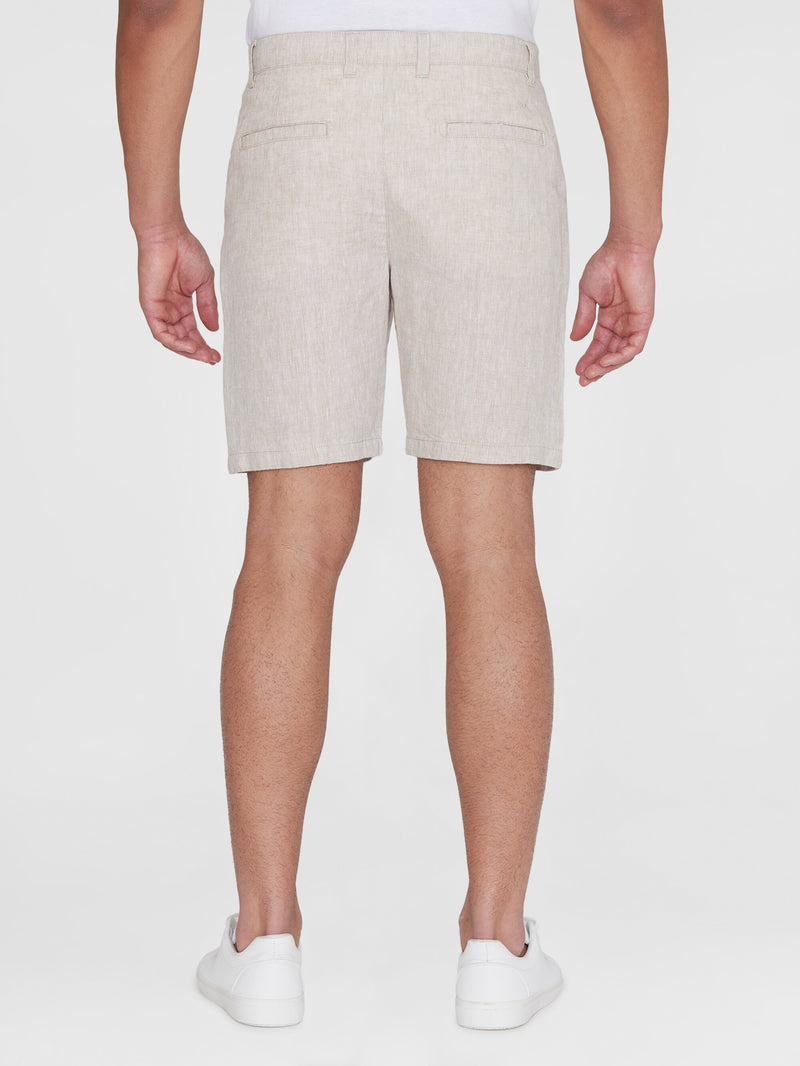 KnowledgeCotton Apparel - MEN CHUCK regular linen shorts - GOTS/Vegan Shorts 1449 Yarndyed - Light feather gray