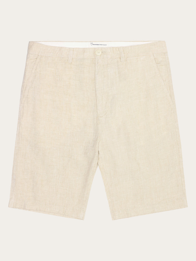 KnowledgeCotton Apparel - MEN CHUCK regular linen shorts - GOTS/Vegan Shorts 1449 Yarndyed - Light feather gray