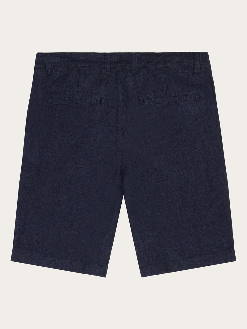 KnowledgeCotton Apparel - MEN CHUCK regular linen shorts - GOTS/Vegan Shorts 1450 Yarndyed - Total Eclipse