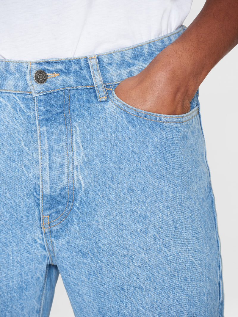 KnowledgeCotton Apparel - MEN CHUCK regular straight denim jeans bleached stonewash REBORN™ Denim jeans 3050 Bleached Stonewash