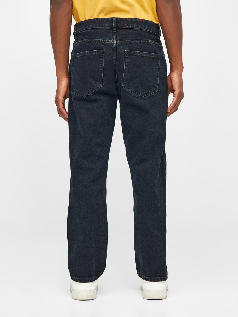 KnowledgeCotton Apparel - MEN CHUCK regular straight denim jeans overdyed black REBORN™ Denim jeans 3053 Overdyed Black
