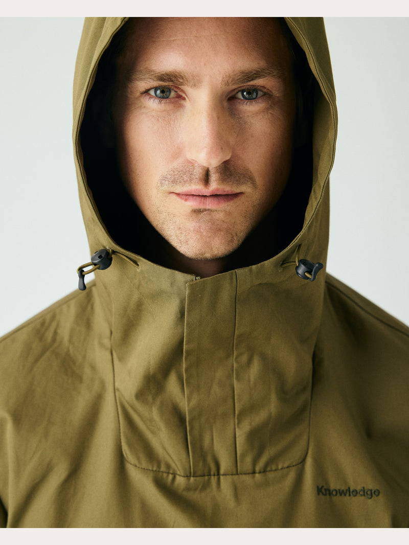 KnowledgeCotton Apparel - UNI Canvas anorak Jackets 1068 Burned Olive