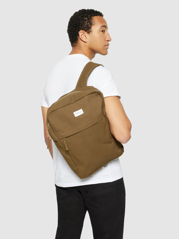 KnowledgeCotton Apparel - UNI Canvas backpack 30L - GOTS/Vegan Bags 1100 Dark Olive