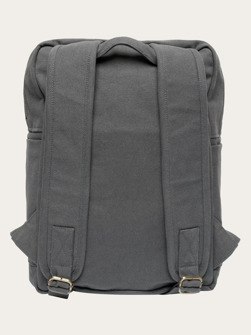 KnowledgeCotton Apparel - UNI Canvas backpack 30L - GOTS/Vegan Bags 1402 Gray Pinstripe