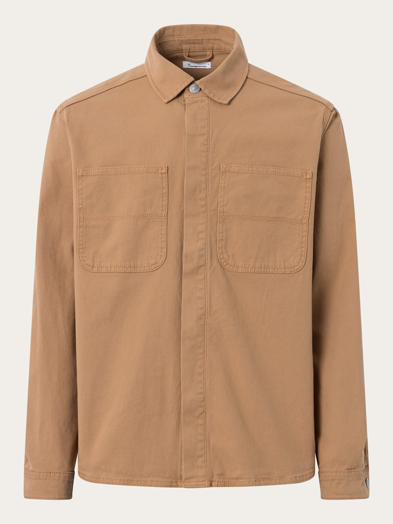 KnowledgeCotton Apparel - MEN Canvas fabric dyed over shirt Overshirts 1366 Brown Sugar