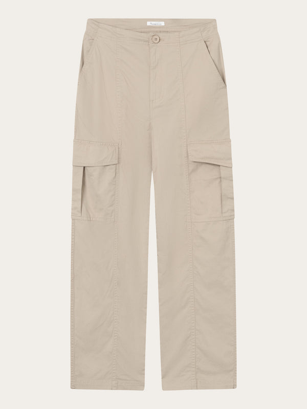 KnowledgeCotton Apparel - WMN Cargo twill pants Pants 1228 Light feather gray