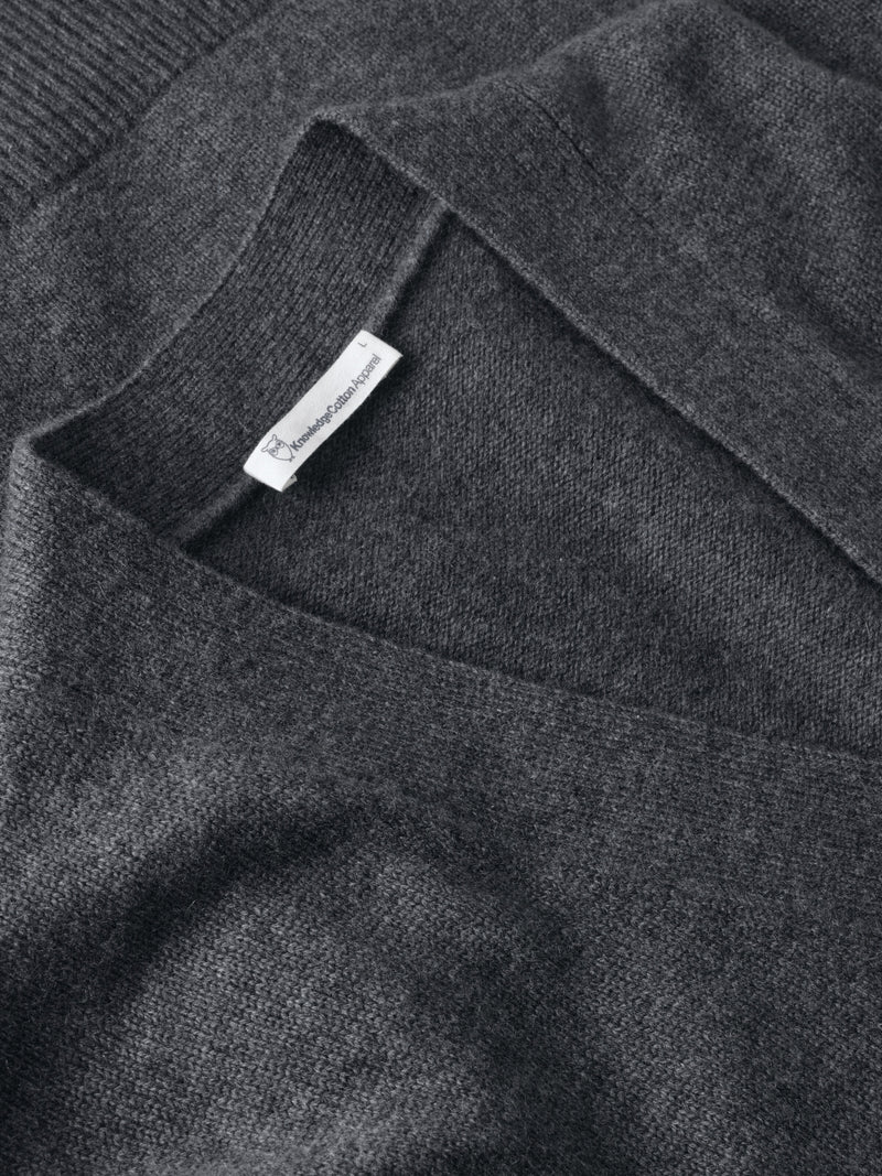 KnowledgeCotton Apparel - MEN Cashmere Cardigan Knit RWS Knits 1073 Dark Grey Melange