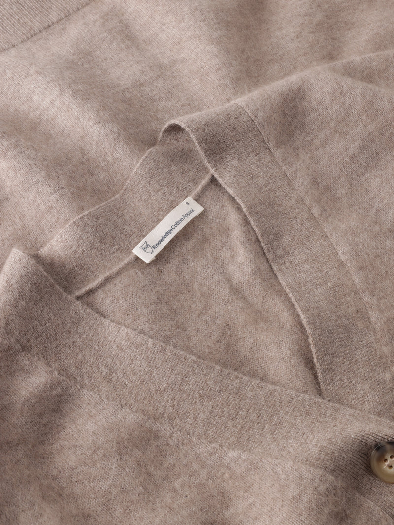 KnowledgeCotton Apparel - WMN Cashmere Crew Neck Cardigan RWS Knits 1336 Kelp melange