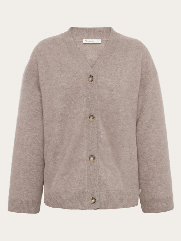 KnowledgeCotton Apparel - WMN Cashmere Crew Neck Cardigan RWS Knits 1336 Kelp melange