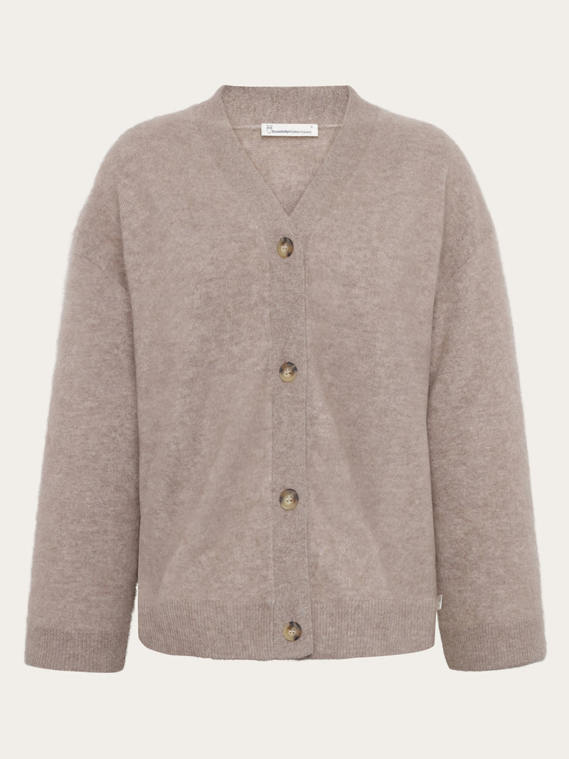 KnowledgeCotton Apparel - WMN Cashmere Crew Neck Cardigan RWS Knits 1336 Kelp melange