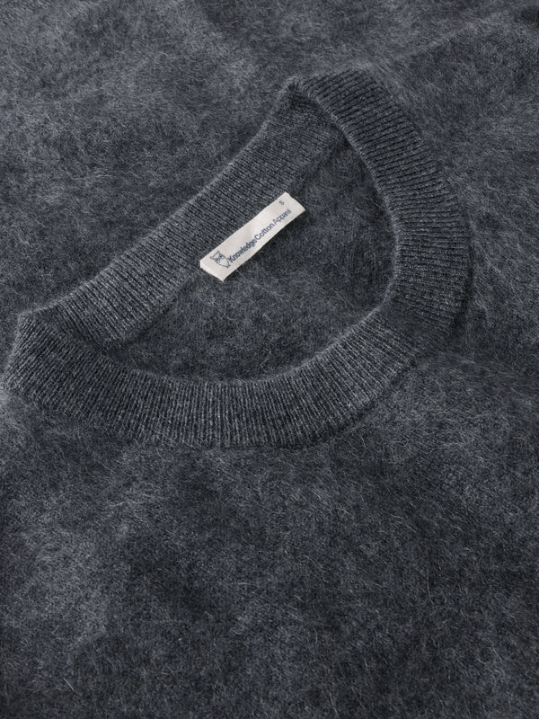 KnowledgeCotton Apparel - WMN Cashmere Crew Neck Knit RWS Knits 1073 Dark Grey Melange